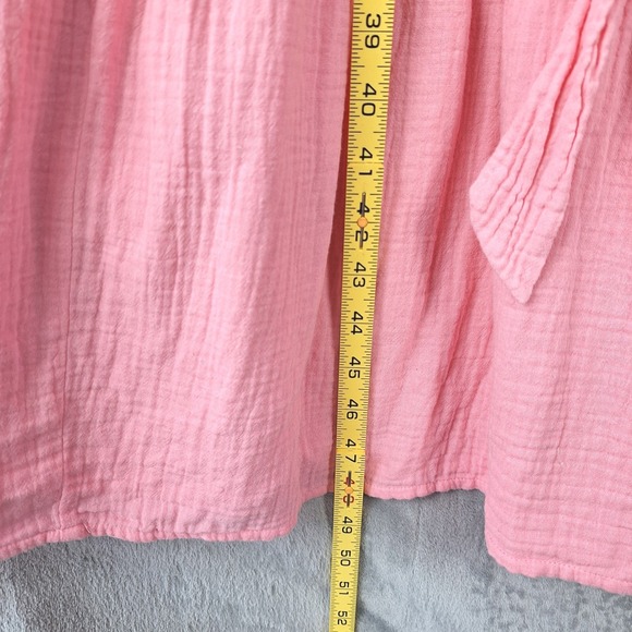 J Crew Dress 14 Pink Midi Pockets Belted Gauze Tiered Cottage Boho Beach Prairie - Picture 5 of 9